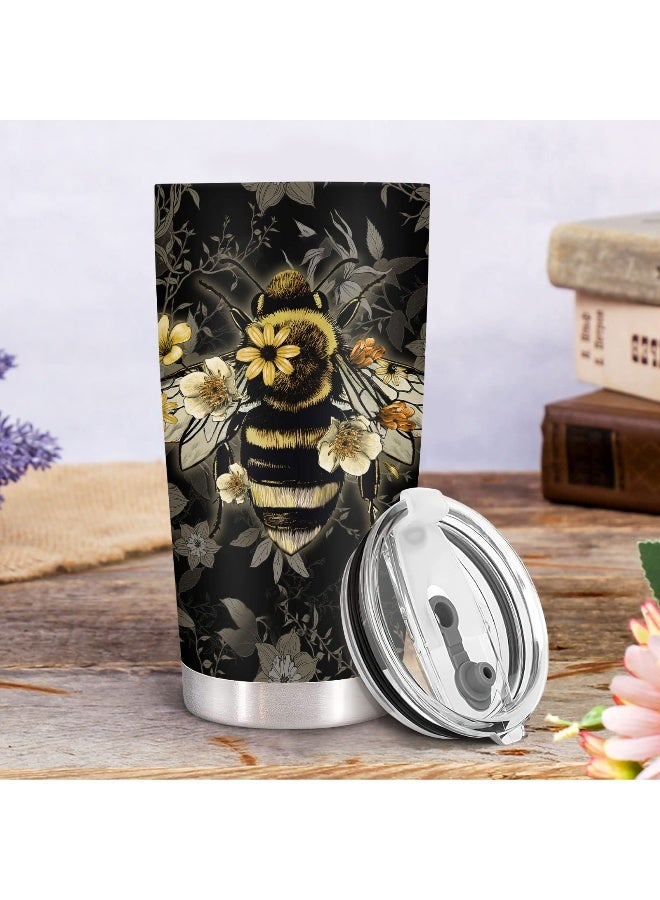 34HD Queen Bee Tumbler with Lid, 20oz Stainless Steel Vacuum Insulated Coffee Mug, Honey Bee Gifts for Birthday Mothers Day Christmas, Gifts for Women Teachers Mom Daughter Friend - Image 3